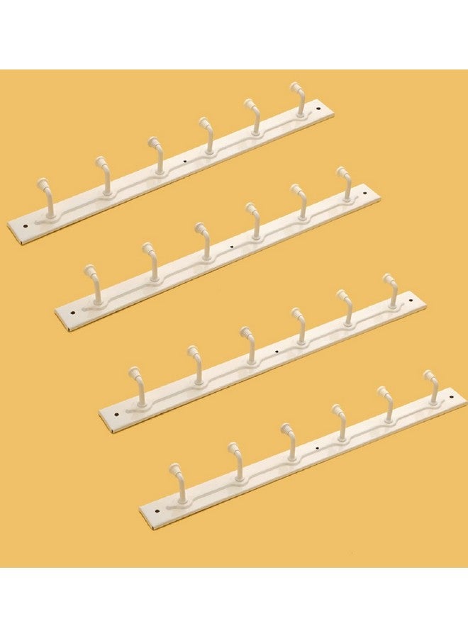 iSTAR Metal 6 Pin Cloth Hanger Wall Mounted Door Mounted Bathroom Cloth Hanger,Coth Wall Hook,Door Hooks Rail For Hanging Keys,Clothes,Towel Hanger, Ivory - Image 1