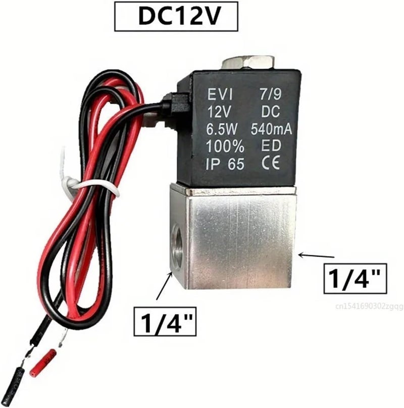 صمام كهرومغناطيسي مغلق افتراضيًا بقياس 1/4" 1/8"، يعمل بجهود 12V أو 24V أو 110V أو 220V، ثنائي الاتجاه، تشغيل مباشر (1/4"، 24V_Normally Closed) - Image 5