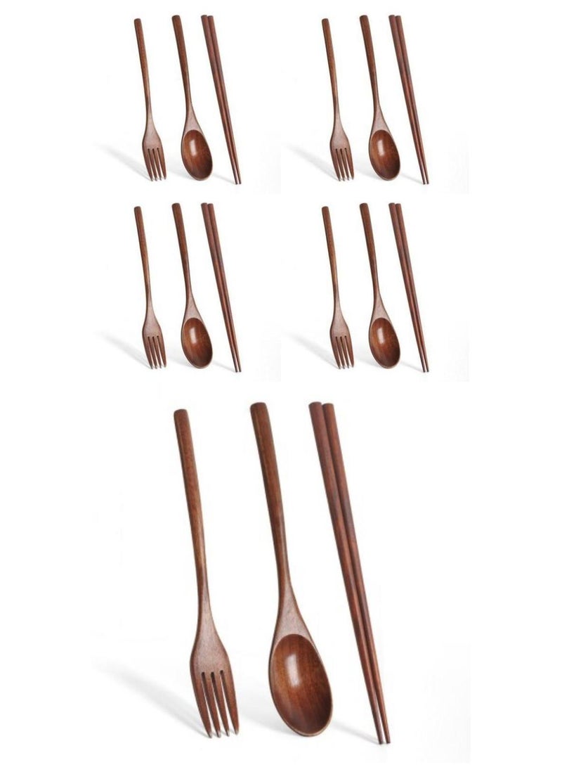 general 15-Piece Long Handled Solid Wood Adult Portable Tableware Set - Image 1