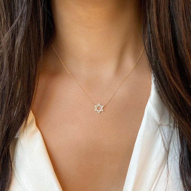 VRIUA Star of David Necklace for Women 14k Gold Plated Dainty Gold Star of David Cubic Zirconia Delicate Jewelry Everyday for Women - Image 5