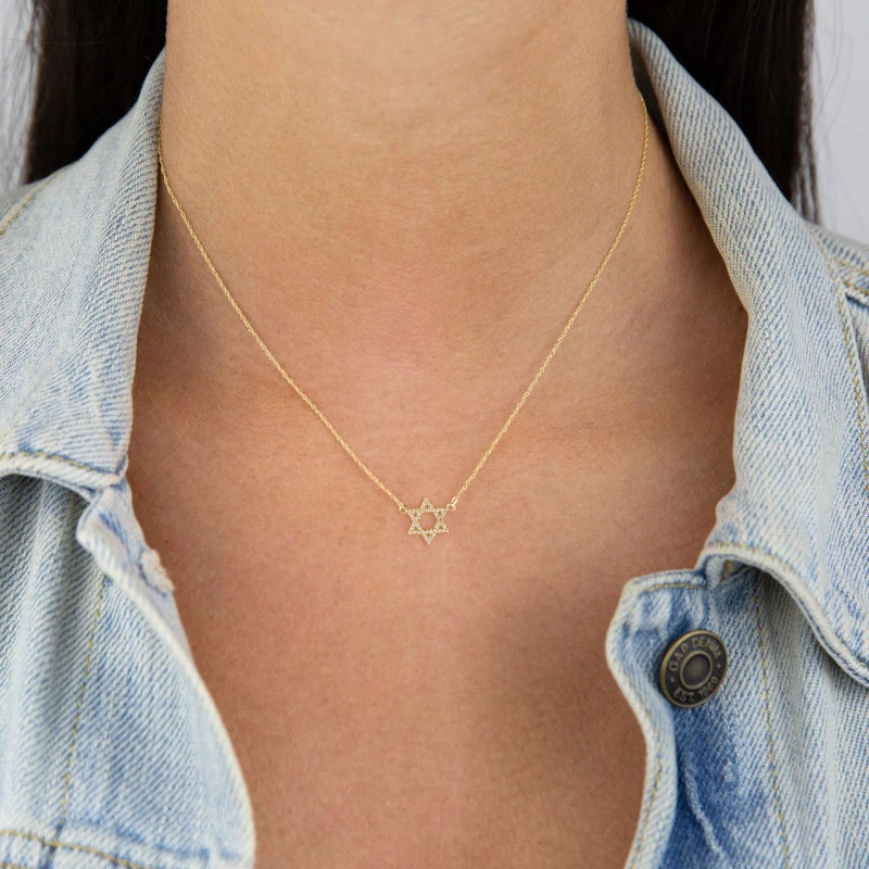 VRIUA Star of David Necklace for Women 14k Gold Plated Dainty Gold Star of David Cubic Zirconia Delicate Jewelry Everyday for Women - Image 3
