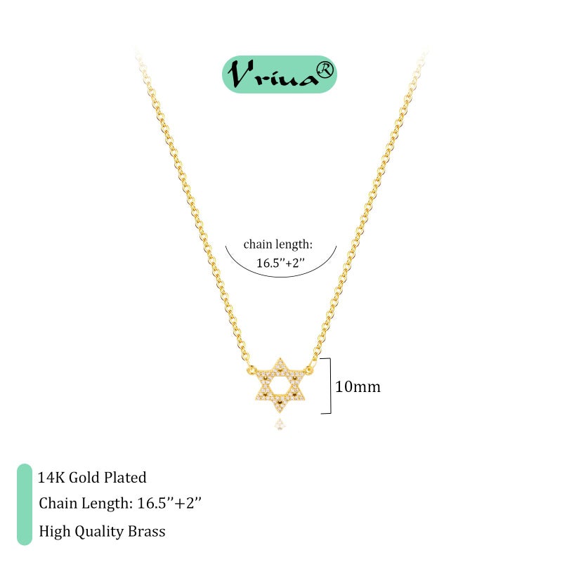 VRIUA Star of David Necklace for Women 14k Gold Plated Dainty Gold Star of David Cubic Zirconia Delicate Jewelry Everyday for Women - Image 4