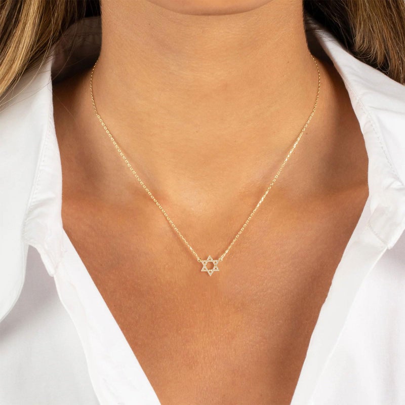 VRIUA Star of David Necklace for Women 14k Gold Plated Dainty Gold Star of David Cubic Zirconia Delicate Jewelry Everyday for Women - Image 2