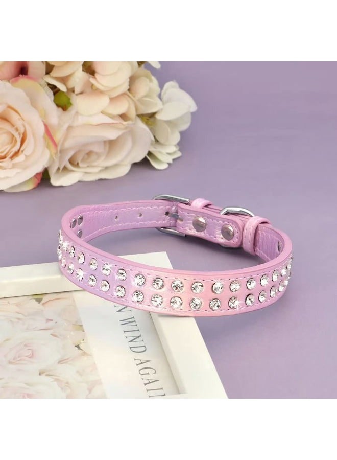 BEIRUI Bling Rhinestone Dog Collar with Studded Diamonds for Small Medium Dogs Cats,Cute Bedazzled PU Leather Dog Collar with Sparkling Crystals for Girl Boy Puppies,Purple,XS - Image 4