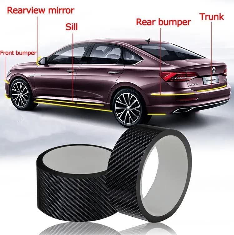SWOPPLY Carbon Fiber Car Protection Film 5M Roll | High Gloss Black Self Adhesive Anti Scratch Vinyl Wrap Tape | Car Door Sill Bumper Edge Protector | Decorative Carbon Fiber Paint Protection Film - Image 5