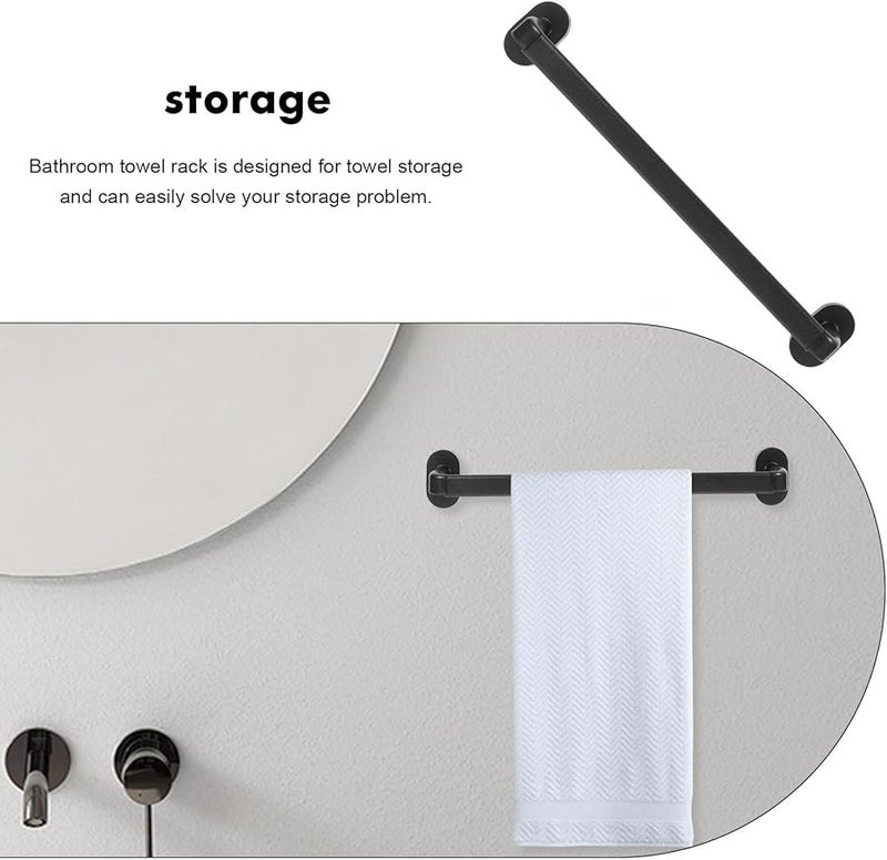 No Drill Towel Rack and Slipper Organizer Wall Mount Bathroom Holder Matte Black - Image 4