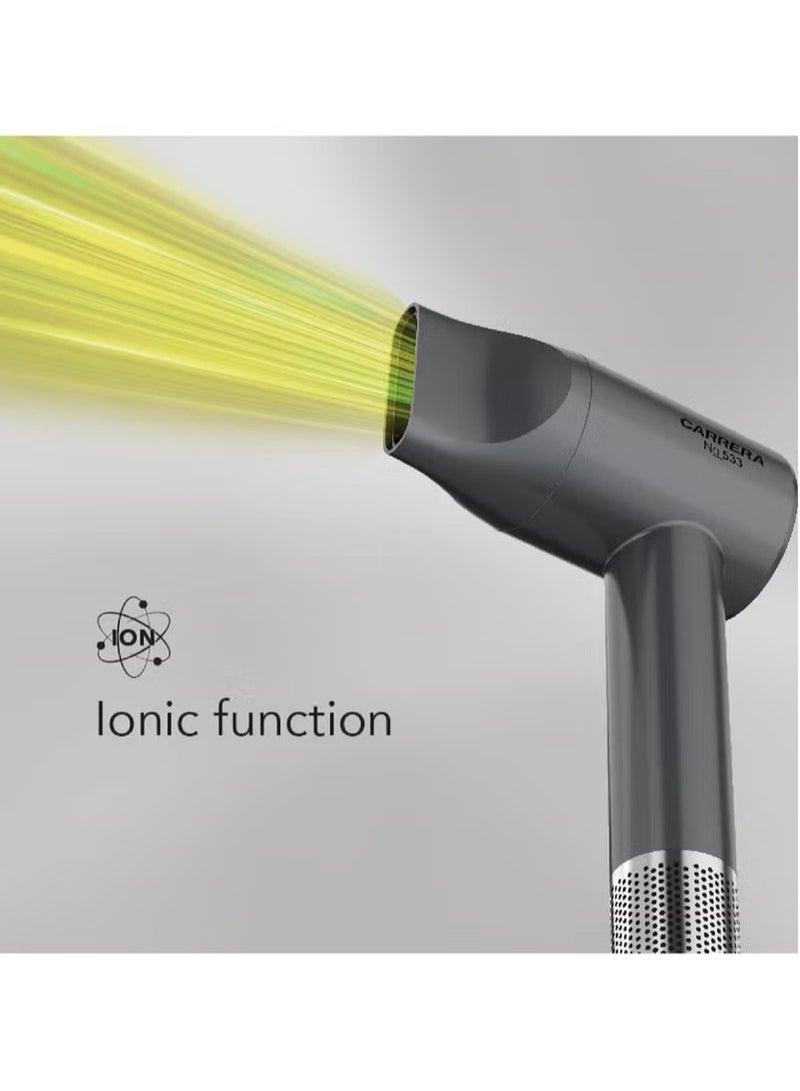 Carrera CRR533 Hair Dryer 1700W Brushless Motor, Power Boost High-Speed 110,000 RPM Motor, 3 Heat & 2 Speed Settings, Cool Shot,  LED Indicators, Lightweight & Low Noise, 2 Years Warranty - Image 5