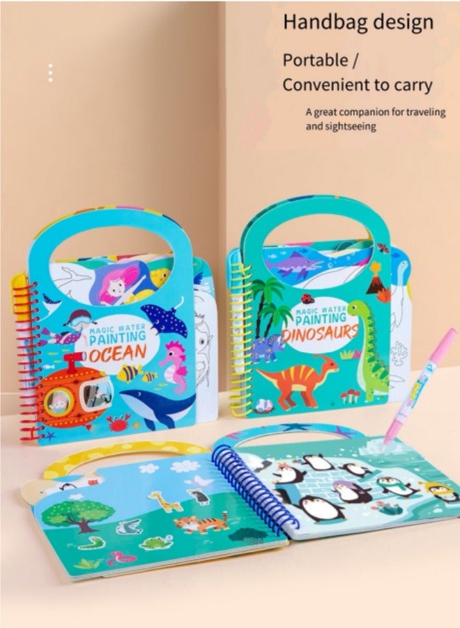 Magic Water Painting Animal , Reusable Water Painting Book for Toddlers, Water Book for Animal Cartoon Water Painting for Toddlers Educational Learning Kits Gifts  - Image 2