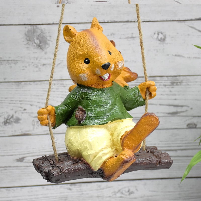 DECZO Squirrel Hanging Decor for Outdoor or Indoor Garden, Home, Gift ,Resin ,Multicolor - Image 1