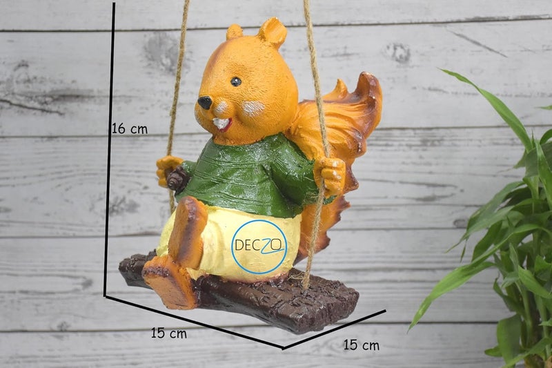 DECZO Squirrel Hanging Decor for Outdoor or Indoor Garden, Home, Gift ,Resin ,Multicolor - Image 2