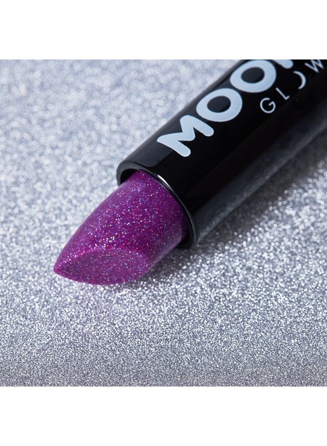 Moon Glow 5g Neon UV Glitter Lipstick - Blue - Glows Brightly Under blacklights - Image 2