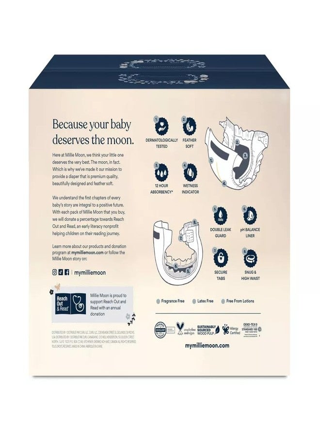 حفاضات ميلي مون الفاخرة - حفاضات كلاود تاتش فائقة النعومة للاستخدام مرة واحدة مع قدرة امتصاص لمدة 12 ساعة ومؤشر للبلل (2-88 حفاضة) - Image 2
