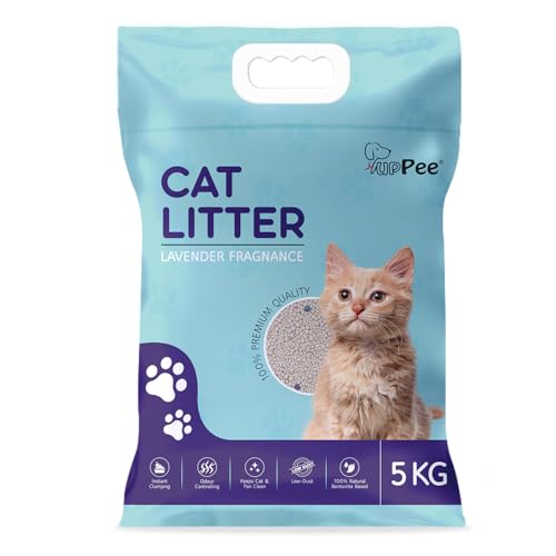 PUPPEE Premium 5 Kg Lavender Scented Cat Litter | Natural Bentonite Clay | Odour Control, Dust Free Scoopable, Instant Clumping, 100% Chemical Free - Image 1