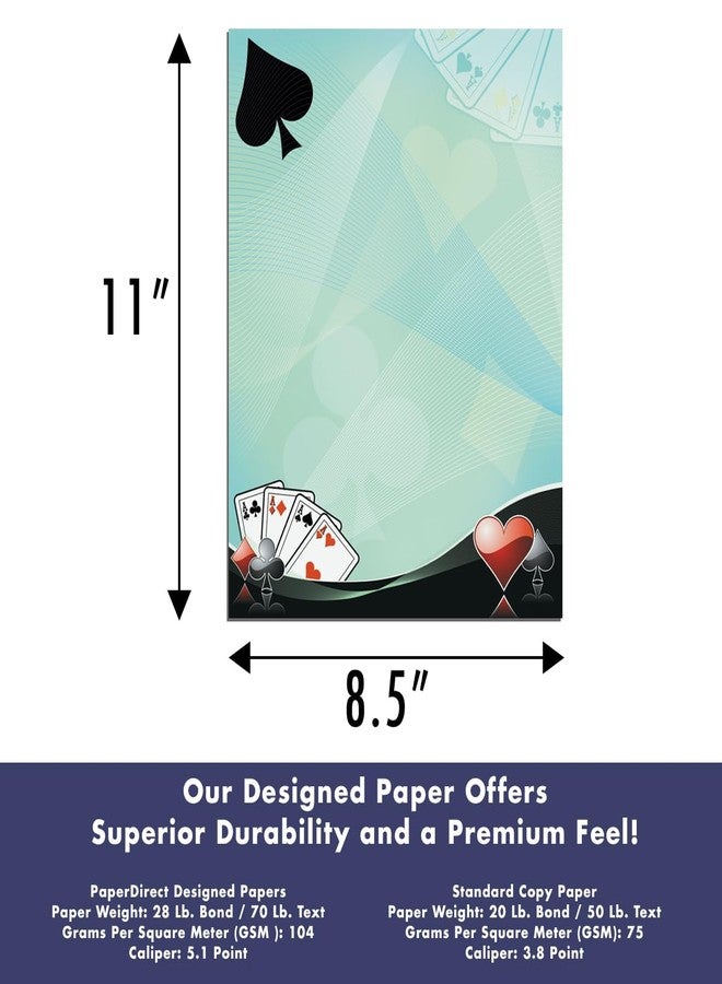 بيبر دايركت ورق مزخرف بتصميم كازينو رويال من PaperDirect، مقاس 8.5 × 11 بوصة، أدوات مكتبية مستوحاة من ألعاب الفيديو، بنقشة قماش أخضر، ورموز أوراق اللعب والآس، مثالي للدعوات والملاحظات وحملات جمع التبرعات والحفلات وغيرها، 25 ورقة. - Image 2