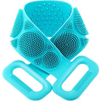 JRT Silicone Bath Body Brush, Exfoliating Long Silicone Body Back Scrubber, Bath & Body Brushes, Shower Brush, Double-sided Brush (Green) - Image 2