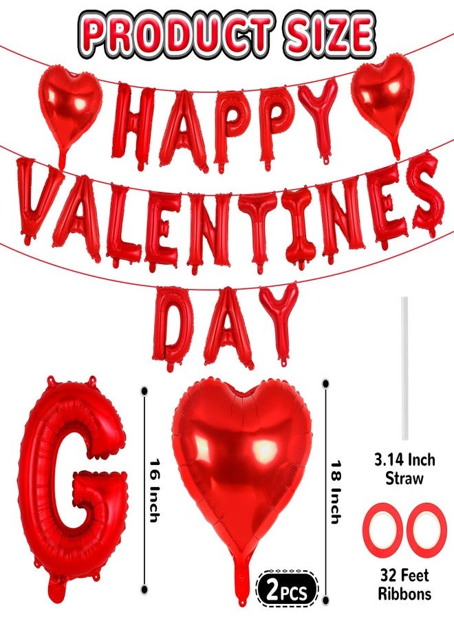 بالونات حروف عيد الحب مقاس 16 بوصة، بالونات على شكل قلب مقاس 18 بوصة، لافتة بالونات فويل على شكل حب لحفلات الزفاف والخطوبة ويوم الصداقة وحفلات توديع العزوبية (أحمر - عيد حب سعيد) - Image 2
