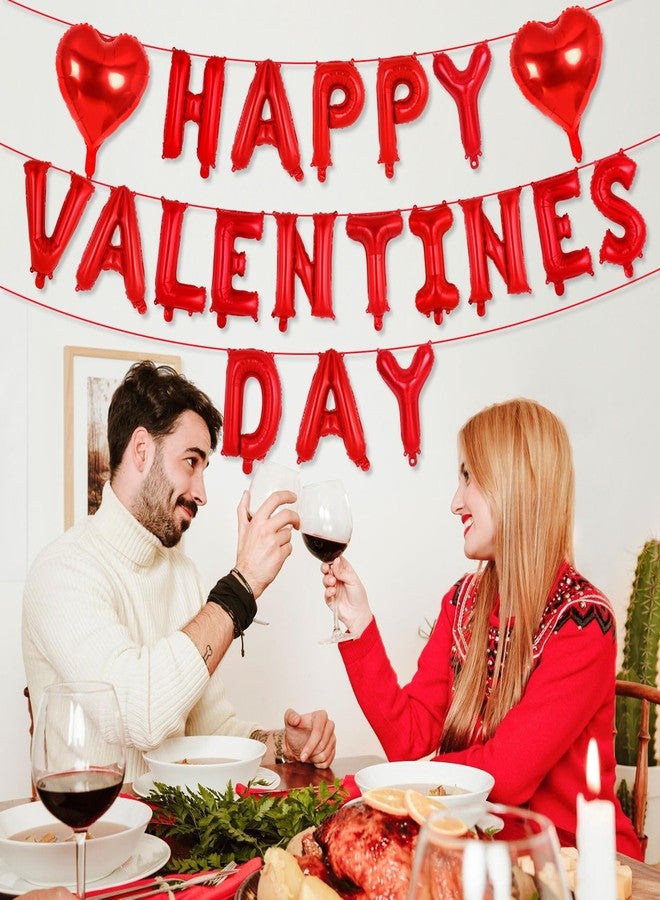 بالونات حروف عيد الحب مقاس 16 بوصة، بالونات على شكل قلب مقاس 18 بوصة، لافتة بالونات فويل على شكل حب لحفلات الزفاف والخطوبة ويوم الصداقة وحفلات توديع العزوبية (أحمر - عيد حب سعيد) - Image 4