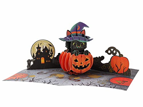 Liif Halloween Pumpkin Black Cat 3D Greeting Pop Up Card, Halloween Card, Cute, Kitten, Trick Or Treat | With Message Note & Envelop - Image 3