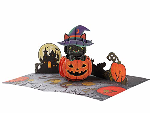 Liif Halloween Pumpkin Black Cat 3D Greeting Pop Up Card, Halloween Card, Cute, Kitten, Trick Or Treat | With Message Note & Envelop - Image 4