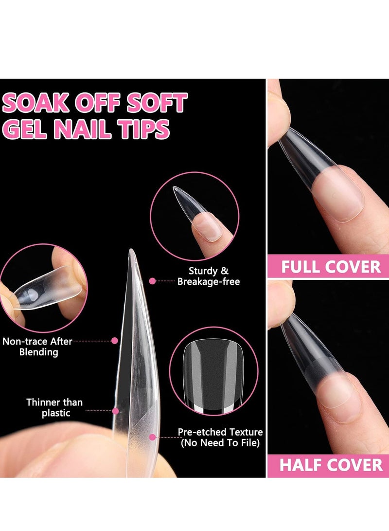 KASTWAVE Soft Gel Full Cover Nail Tips, 240PCS 12 Sizes Clear Gel Nail Tips Long Stiletto Gelly Tips with Case for Press On Nail Extension DIY Manicure Soak Off - Image 4