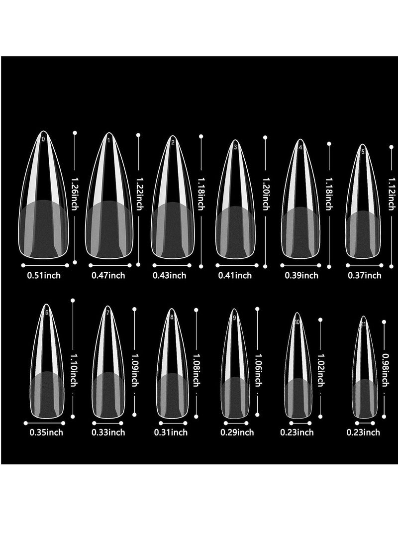 KASTWAVE Soft Gel Full Cover Nail Tips, 240PCS 12 Sizes Clear Gel Nail Tips Long Stiletto Gelly Tips with Case for Press On Nail Extension DIY Manicure Soak Off - Image 3
