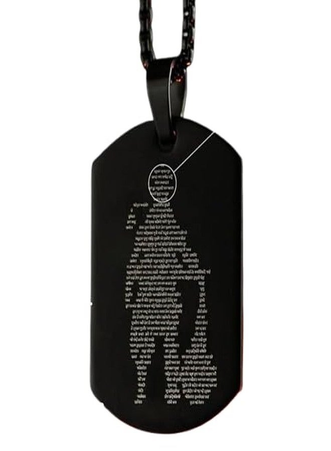 Fliptic Hanuman Chalisa Micro-carved Tag Stainless Steel Necklace for Men | Locket and Pendant for Men and Guys | Hanuman with Chain (Black) - Image 1