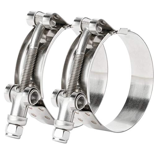 ISPINNER 2 Pack 4.5 Inch Stainless Steel T-Bolt Hose Clamps, Clamp Range 121-129mm for 4.5" Hose ID, Pack of 2 - Image 1