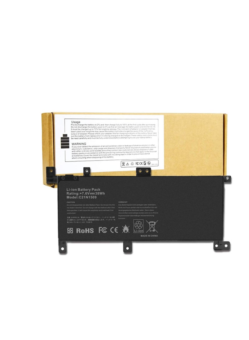 Terabyte 7.6V 38Wh C21N1509 C21N15WZ Laptop battery compatible for ASUS A556 A556U X556 X556UA X556UB X556UF X556UJ X556UQ X556UR X556UV, - Image 1