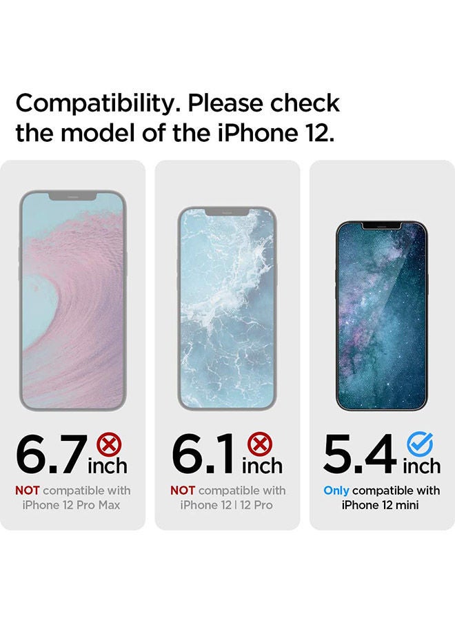 إسكدنيا طقم لاصقات حماية للشاشة جلاستر إيزي فيت لهاتف آيفون 12 ميني (5.4 بوصة) من الزجاج المقوى - قطعتين 【مناسبة لغطاء الحماية】 شفاف - Image 3