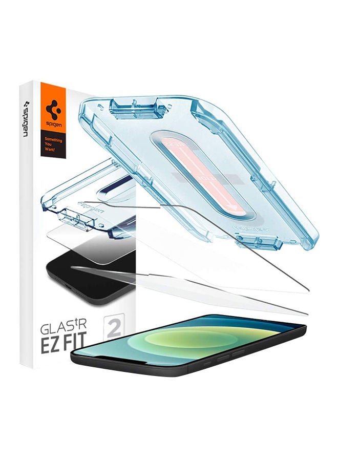 إسكدنيا طقم لاصقات حماية للشاشة جلاستر إيزي فيت لهاتف آيفون 12 ميني (5.4 بوصة) من الزجاج المقوى - قطعتين 【مناسبة لغطاء الحماية】 شفاف - Image 1