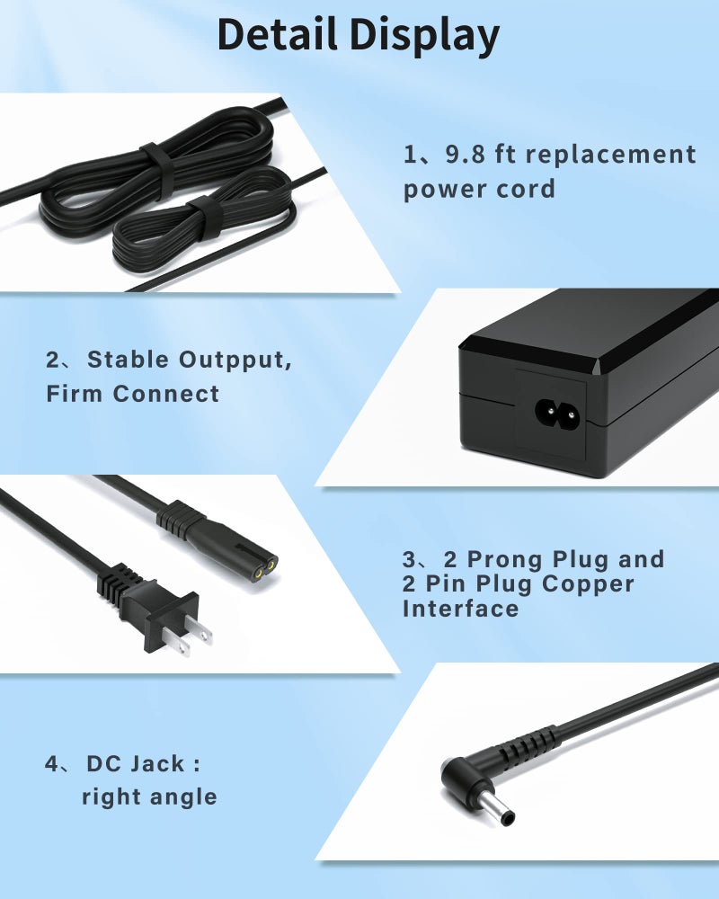 VHBW Compatible with Peloton Power Cord Replacement for Peloton Bike Power Cord Replacement Charger Cord 12V 4.17A Exercise Bike Model: PLTN-RB1VO PLTN-RB1V1 PLTN-RB1VQ (NOT for Bike Plus) - Image 5