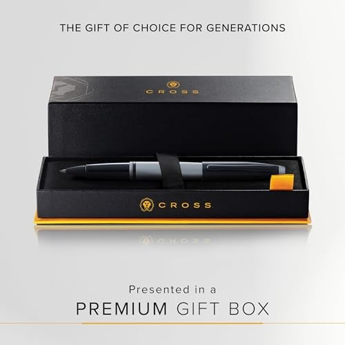 Cross Calais Matte Gray & Black Refillable Rollerball Pen – Medium Point, Black Ink, Smooth Writing, Presented in a Luxury Gift Box - Image 4