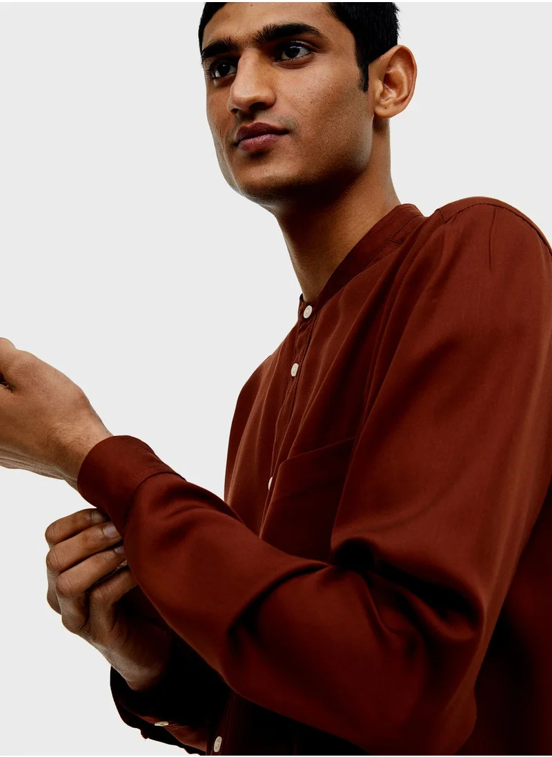 H&M Grandad Collar Regular Fit Shirt