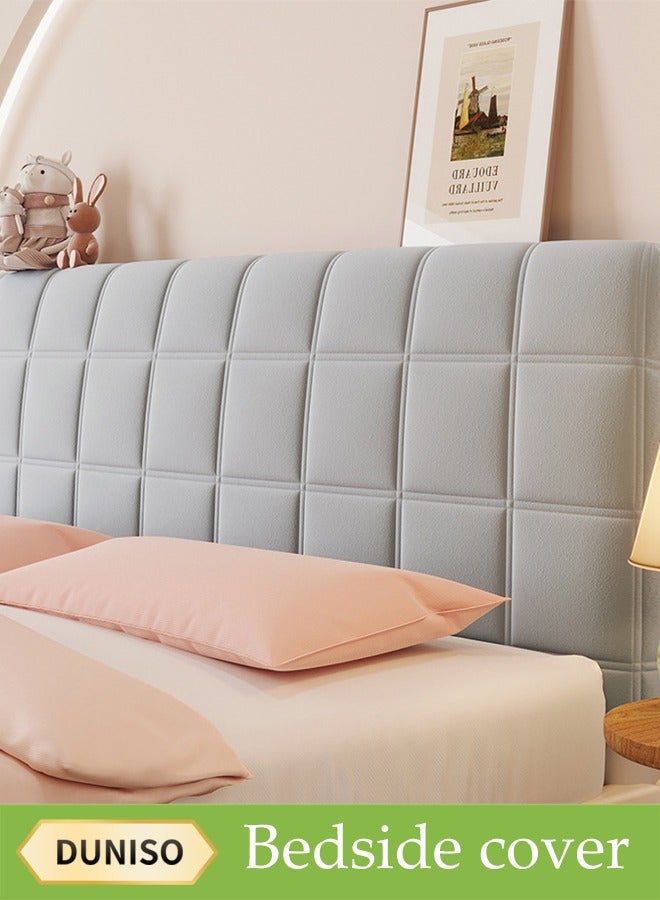 DUNISO Bed headbroad cover，Large size bed headbroad cover ，All inclusive dustproof backrest cover，Pinching cotton  thickening lattice upholstered，for Bedroom Decor, Washable (Grey,180cm) - Image 1