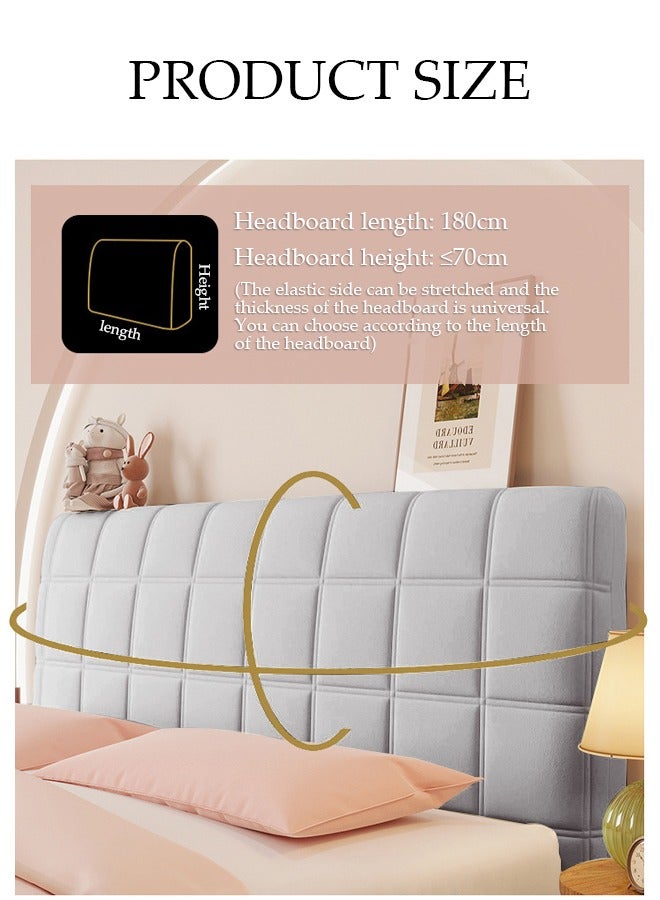 DUNISO Bed headbroad cover，Large size bed headbroad cover ，All inclusive dustproof backrest cover，Pinching cotton  thickening lattice upholstered，for Bedroom Decor, Washable (Grey,180cm) - Image 2