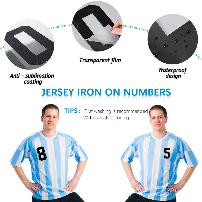 Zonon 22 Pieces Iron on Numbers T Shirt Heat Transfer 0 to 9 Jersey Numbers for Team Uniform Sports(Black 5 Inch) - Image 3