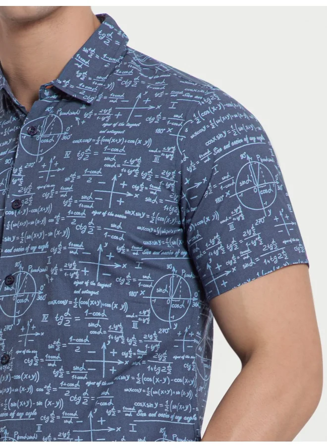 Beyoung Half Sleeve Printed Shirts for Men Blue