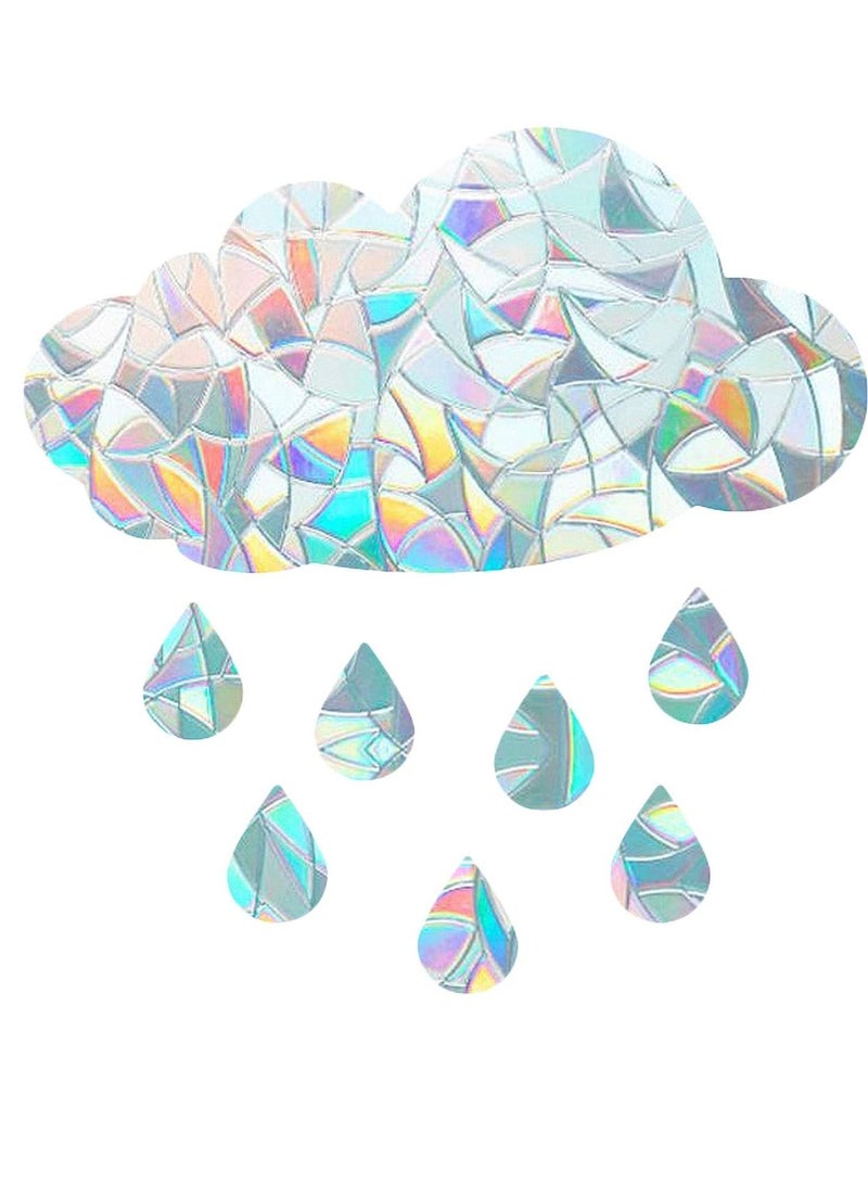 كابتن تيك Window Alert Stickers Cloud Raindrop Pattern Glass Clings Static Rainbow Window Alert Decals Sun Catcher Decorations Non-Adhesive Prismatic Vinyl for Prevent Stop Birds KSA | Riyadh, Jeddah - Image 1
