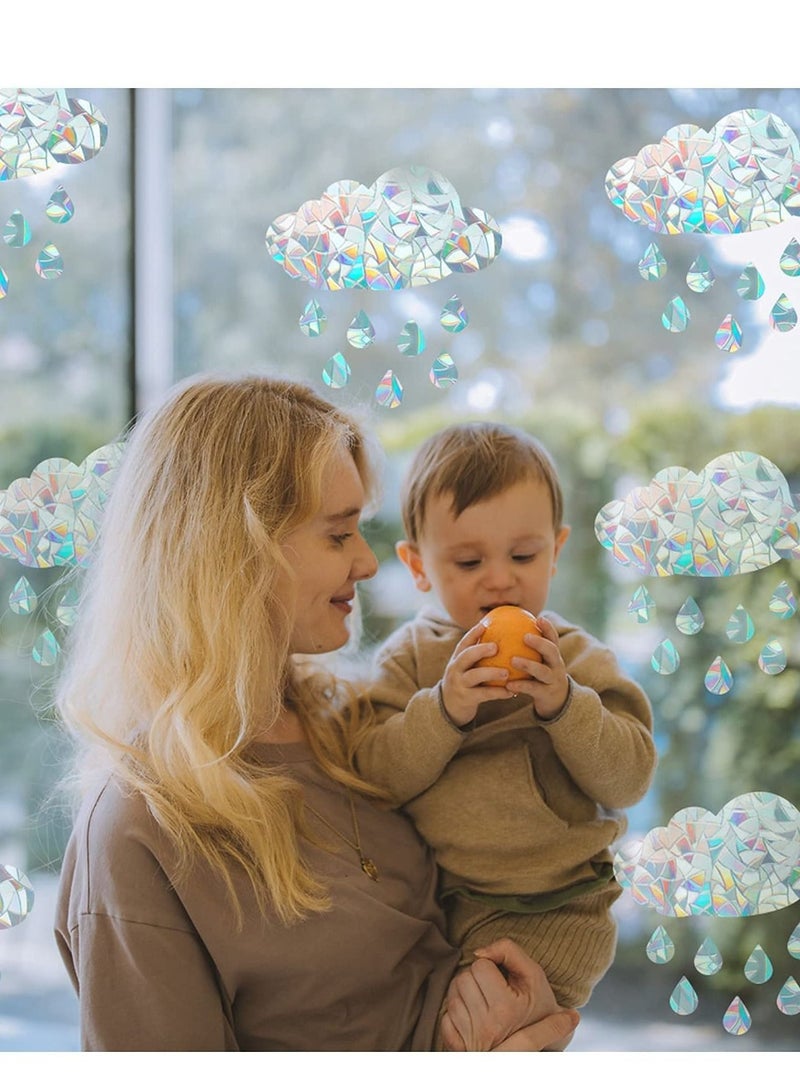كابتن تيك Window Alert Stickers Cloud Raindrop Pattern Glass Clings Static Rainbow Window Alert Decals Sun Catcher Decorations Non-Adhesive Prismatic Vinyl for Prevent Stop Birds KSA | Riyadh, Jeddah - Image 3