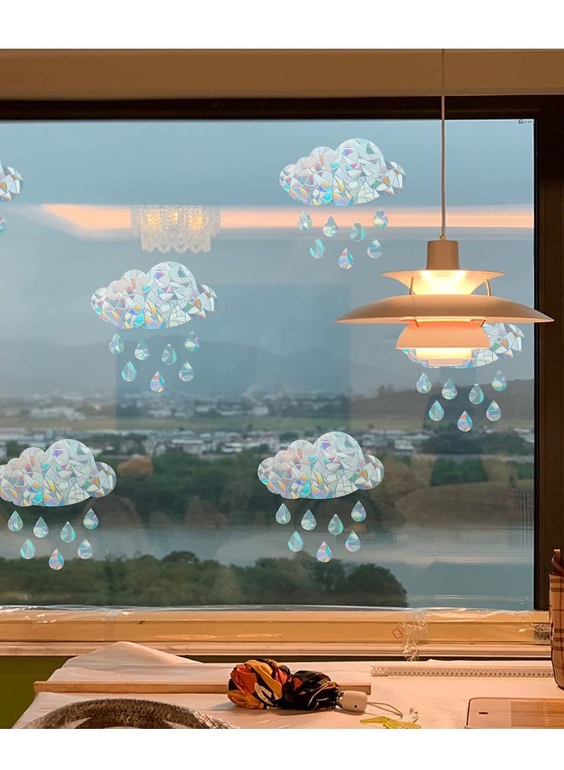 كابتن تيك Window Alert Stickers Cloud Raindrop Pattern Glass Clings Static Rainbow Window Alert Decals Sun Catcher Decorations Non-Adhesive Prismatic Vinyl for Prevent Stop Birds KSA | Riyadh, Jeddah - Image 2