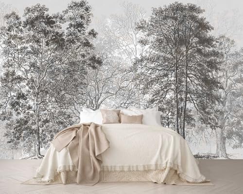 Reyhui Vintage Forest Mural Wallpaper Gray Trees Woodland Wallpaper Bedroom Living Room Large Art Mural VintageNot Peel and Stick - Image 1