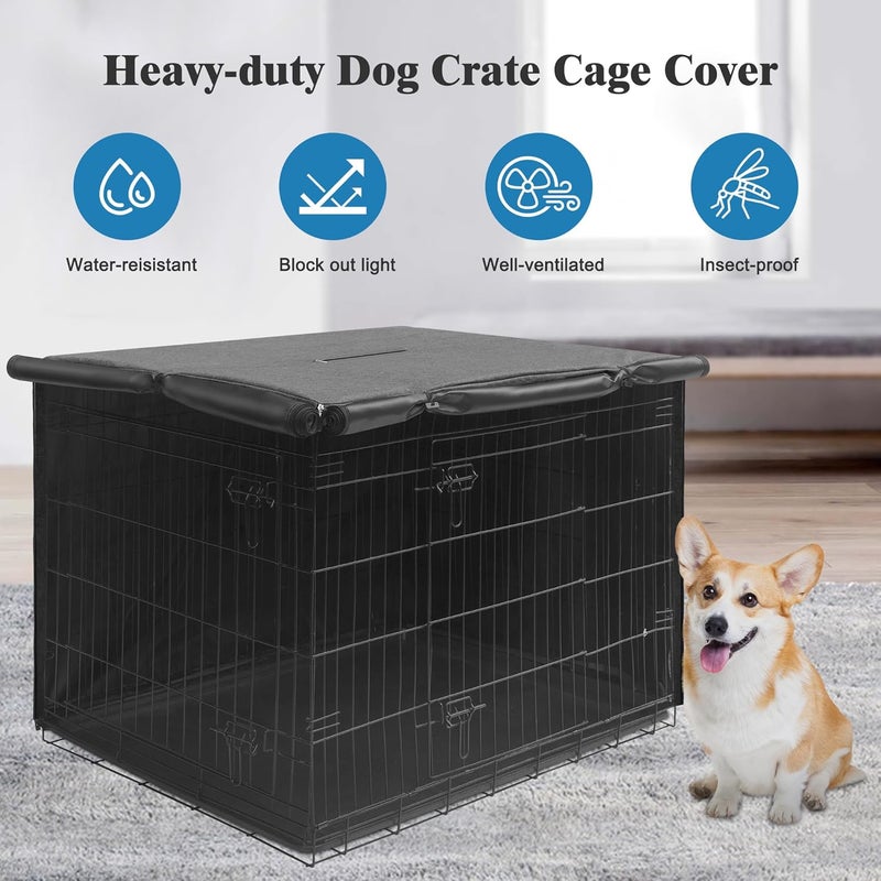 Deblue Indoor 54 Inches Dog Crate Cover, Privacy Durable Polyester Pet Kennel Covers Universal Fit for Wire Crate (Grey) - Image 4