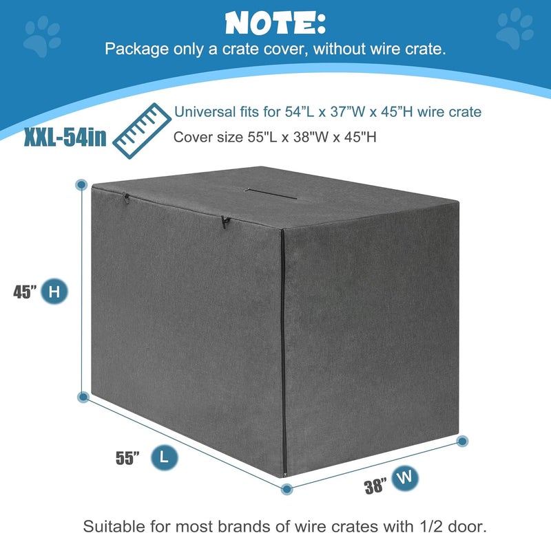 Deblue Indoor 54 Inches Dog Crate Cover, Privacy Durable Polyester Pet Kennel Covers Universal Fit for Wire Crate (Grey) - Image 2