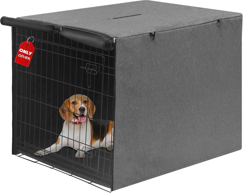 Deblue Indoor 54 Inches Dog Crate Cover, Privacy Durable Polyester Pet Kennel Covers Universal Fit for Wire Crate (Grey) - Image 1