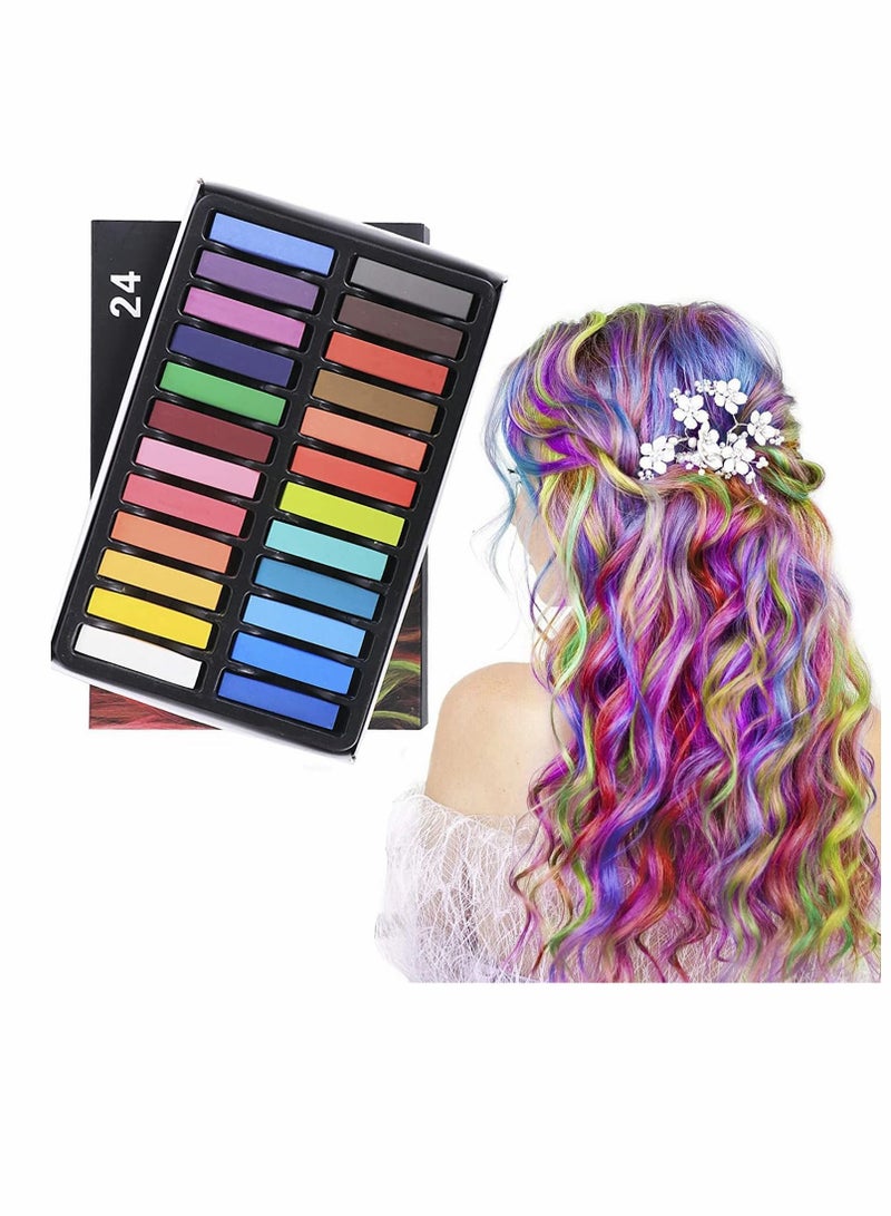 KASTWAVE Hair Chalk, 24 Colors Temporary Hair Chalk Dye, Washable Hair Color Dye DIY Hair for Girls Kids New Year Birthday Party Cosplay, for Dyeing Hair Graffiti Sketch Pastel Painting with Uniform Texture - Image 1