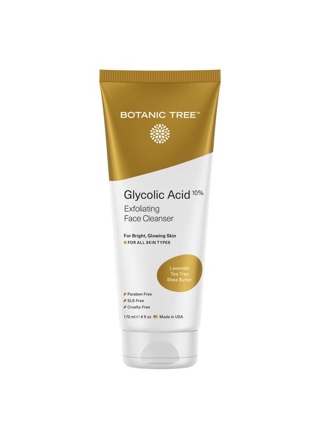 Botanic Tree - Botanic Tree Glycolic Acid Face Wash, Exfoliating Facial Cleanser and Scrub, 10% Glycolic Acid, AHA and Salicylic Acid, 6 fl. oz - Image 1