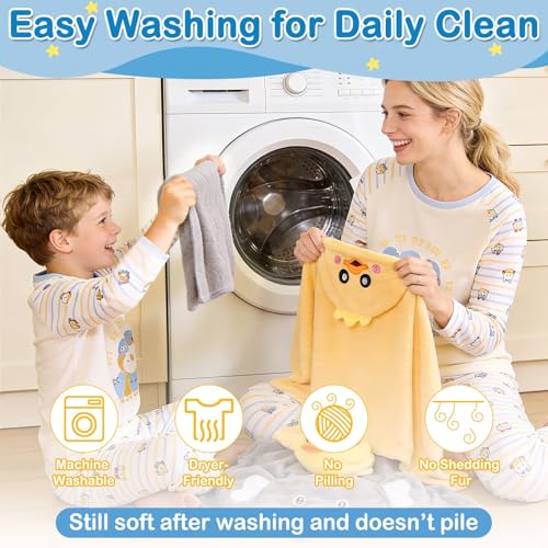 Flasoo 8 Pcs Toddler Towel Set, 2 Pcs Hooded Toddler Bath Towel, Large 55" x 27.5" Toddler Hooded Towel & 6 Pcs Baby Washcloths for Boy Girl 0-5 Year, Soft Gift for Babies, Infant, Newborn Essential - Image 5