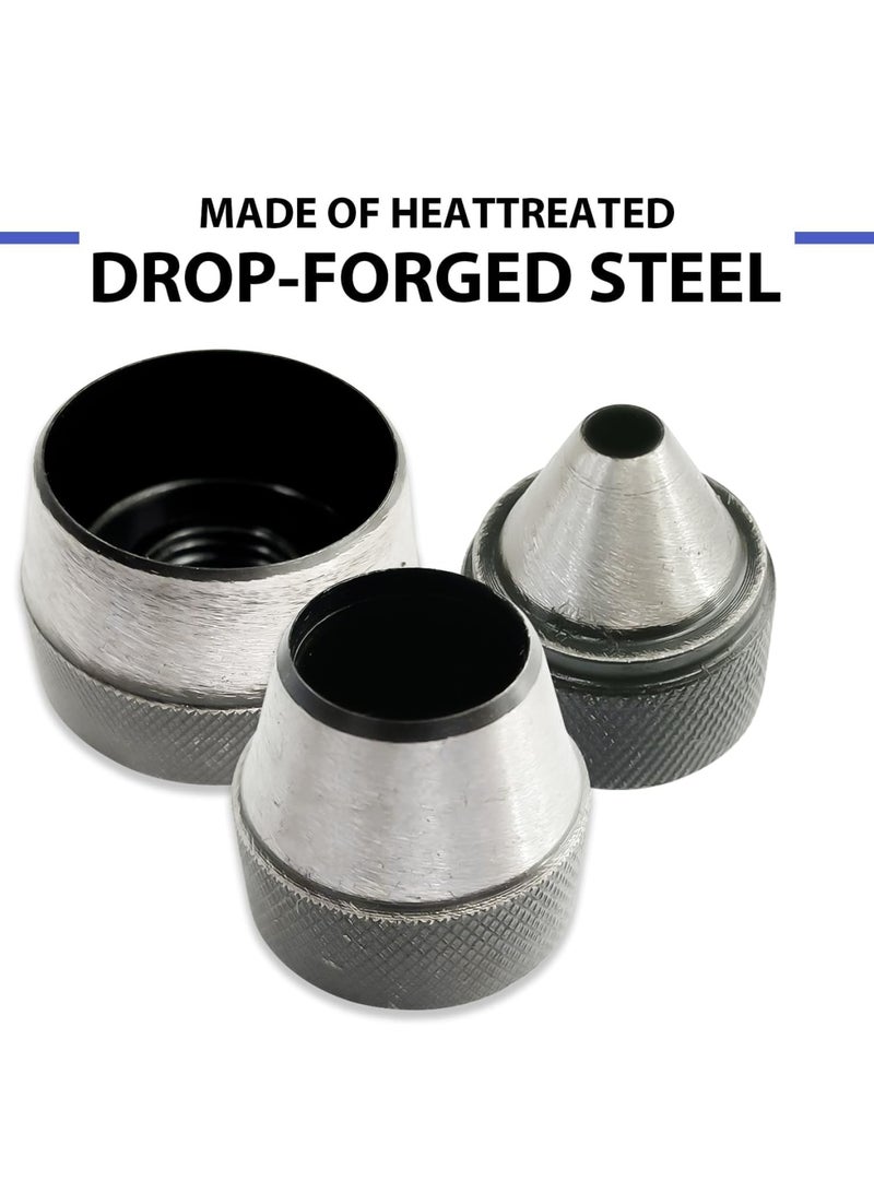 Punch Down Tool, Hollow Metal Punch Set - 14pcs Gasket Cutter Kit, Hand Held Power Punch for Leather, Rubber, Plastics, Vinyl, Sheet Metal and More, Sharp and Sturdy Hollow Punches for 3/16 to 1-3/8 - Image 3