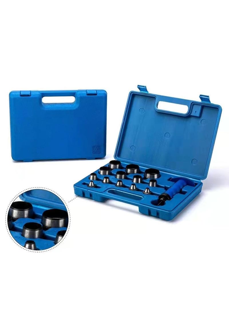 Punch Down Tool, Hollow Metal Punch Set - 14pcs Gasket Cutter Kit, Hand Held Power Punch for Leather, Rubber, Plastics, Vinyl, Sheet Metal and More, Sharp and Sturdy Hollow Punches for 3/16 to 1-3/8 - Image 2
