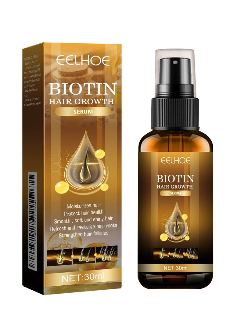 إيلهو مصل نمو الشعر البيوتين ، بخاخ نمو الشعر البيوتين ، علاج مضاد لتساقط الشعر ، مصل نمو الشعر مع البيوتين ، بخاخ سماكة الشعر ، الزيوت الأساسية للعناية بالشعر سريعة النمو ، بخاخ فروة الرأس 30 مل - Image 1